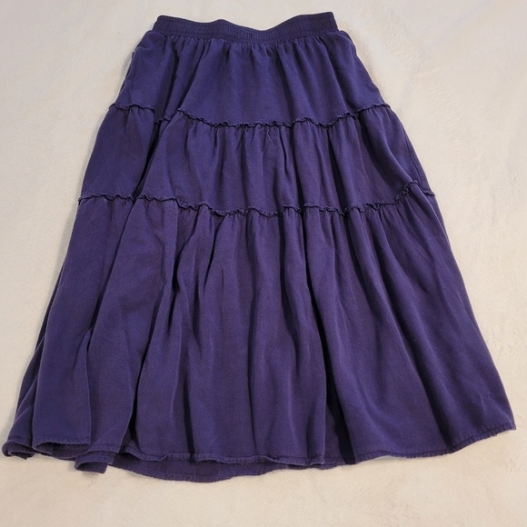 Navy Blue Midi Double Tiered Skirt with Pockets Size Small - Picture 13 of 15